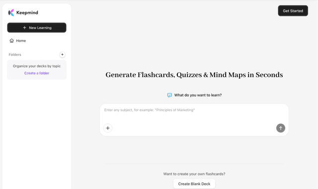 Keepmind :Smarter learning with AI flashcards, quizzes, and mind maps