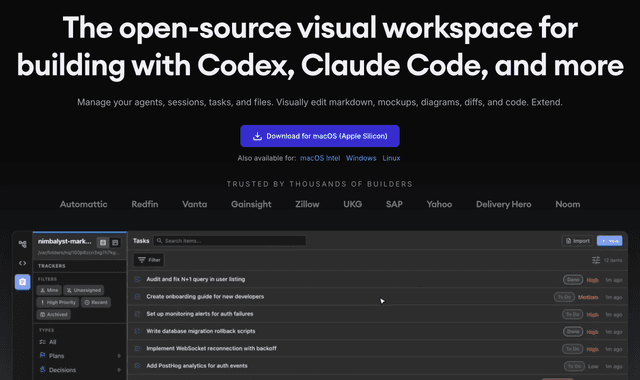 Nimbalyst :Visual editor and session manager for Codex and Claude Code