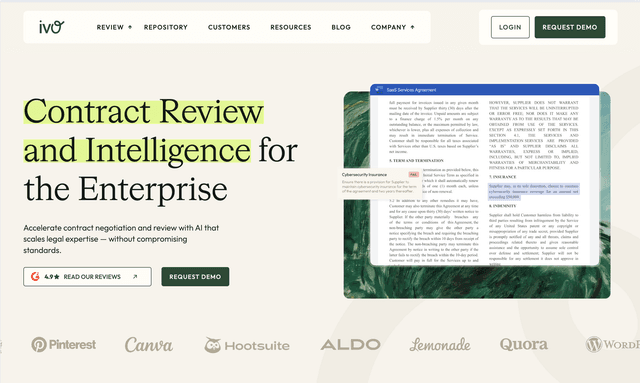 Ivo: Contract Review and Intelligence for the Enterprise