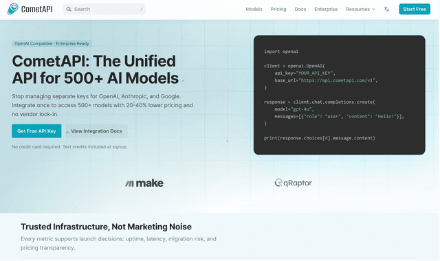 CometAPI: The Unified API for 500+ AI Models