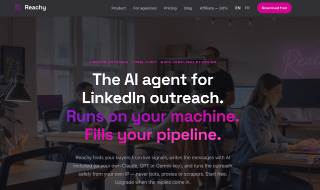 Reachy.ai :The AI agent for LinkedIn outreach.