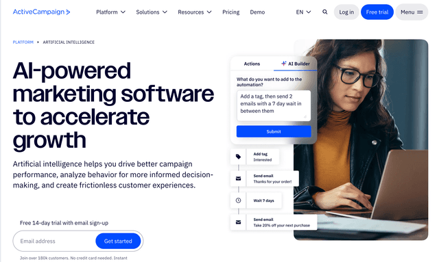 Active Campaign :Marketing automation runs what you build.