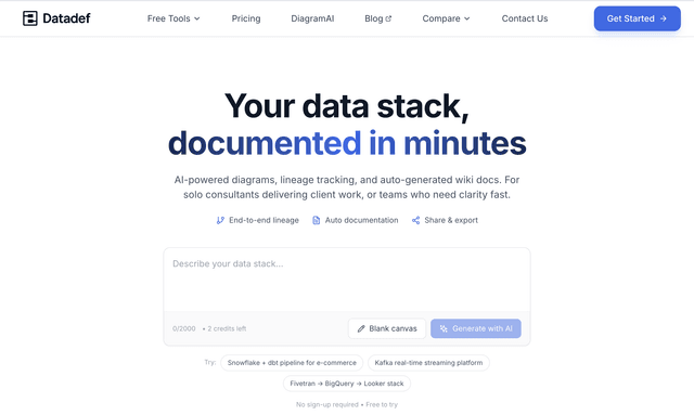 Datadef.io: Your data stack, documented in minutes