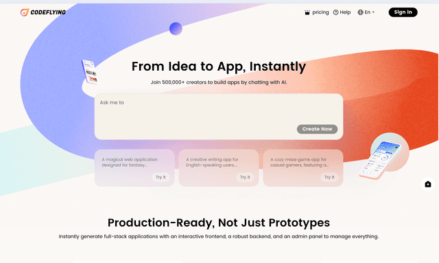 Codeflying :From Idea to App, Instantly