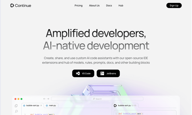 Continue.dev is an open-source AI coding assistant