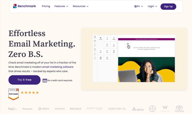 Benchmarkemail: Effortless Email Marketing. Zero B.S.