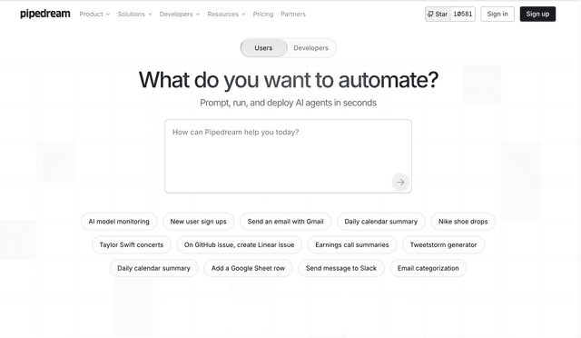 Pipedream : Prompt, run and deploy AI agent in second