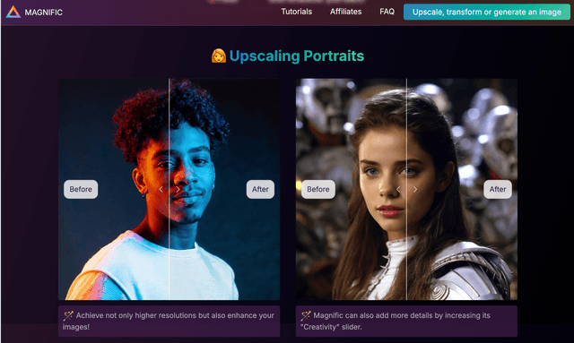 Magnific AI upscaling Portraits