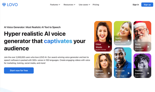 Lovo AI :Turn text into natural voiceovers in minutes