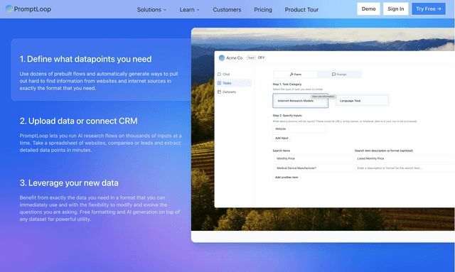 Prompt Loop Logo: Find company data, instantly.