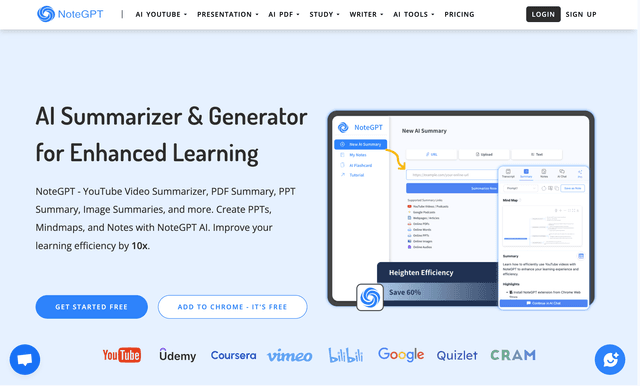 Note GPT AI summarizer& generator for enhanced learning
