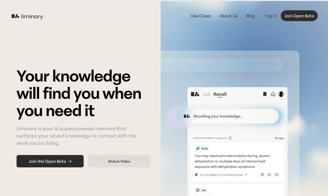 Liminary: Your knowledge will find you when you need it