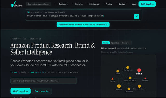 Webotee :Amazon seller intelligence, inside your AI.