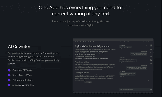 Diglot.ai: The bilingual writing tool.