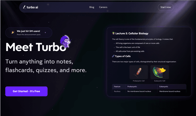 Turbo AI: Turn anything into notes, flashcards, quizzes, and more.
