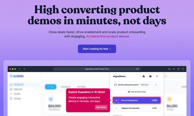 Supademo High converting product demos in minutes, not days