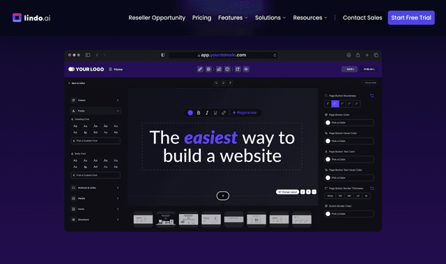 Lindo.ai: Launch your own AI website builder under your brand.