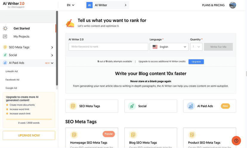 Ubersuggest