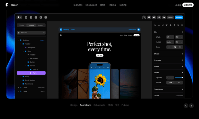 Framer is a no-code website builder