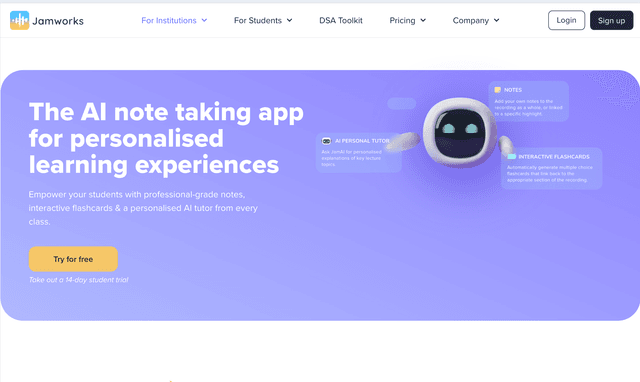 Jamworks: The AI note taking app for personalised learning experiences