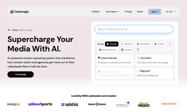Castmagic: Supercharge Your Media With AI.
