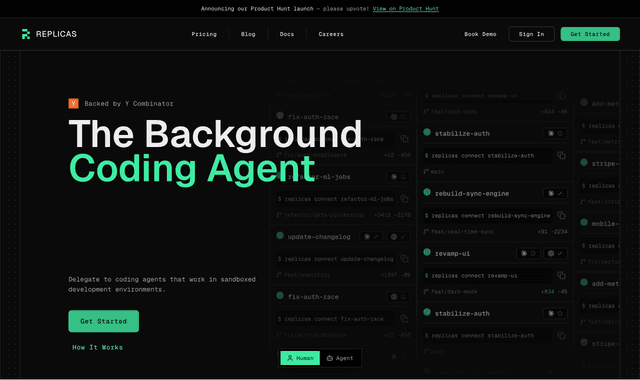 Replicas :Background coding agents, from anywhere.