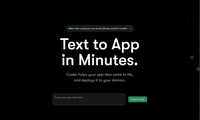 Co.dev text to app in minutes.