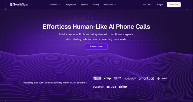 Synthflow.ai is a no-code AI voice agent platform