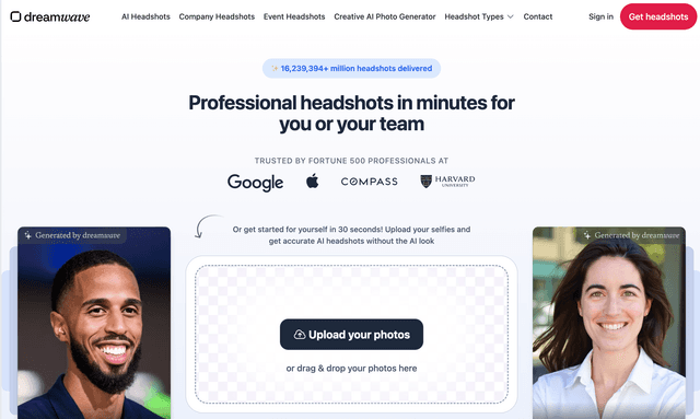 Dreamwave: Professional headshots in minutes for you or your group