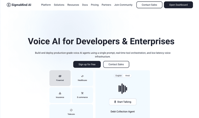 Sigma Mind AI :Build agents that handle real calls, actions, and workflows in production.