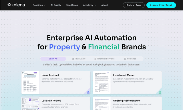 Kolena Enterprise AI Automation for Property & Financial Brands
