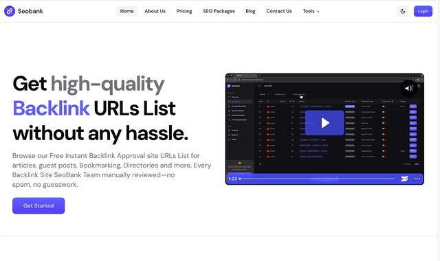 SeoBank.io : Get high-quality Backlink URLs List without any hassle.