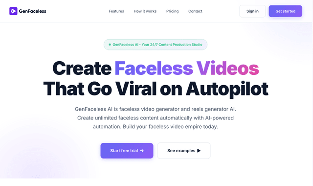 Genfaceless AI:Create Faceless Videos That Go Viral on Autopilot