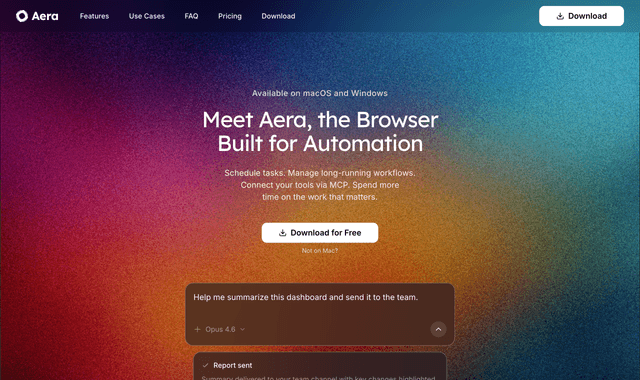 Aera Browser :The Browser Built for Automation.