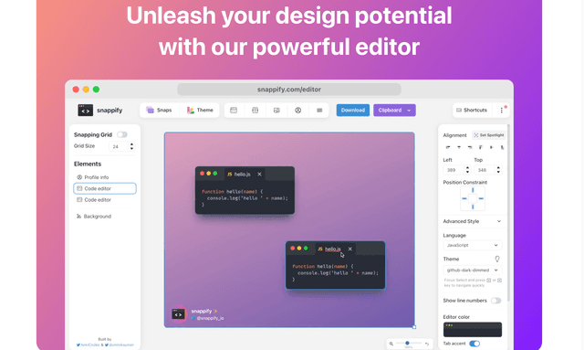 Snappify: Create stunning Code Presentations and Videos
