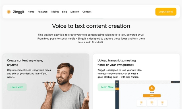 Zinggit: From spontaneous thoughts to ready-to-publish content in three simple steps.