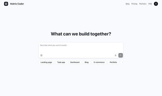 Matrix Coder :Build websites and web apps with text using AI.