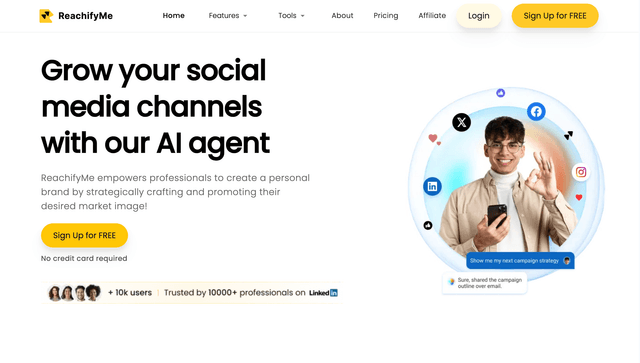 Reachifyme: Grow your social media channels with our AI agent