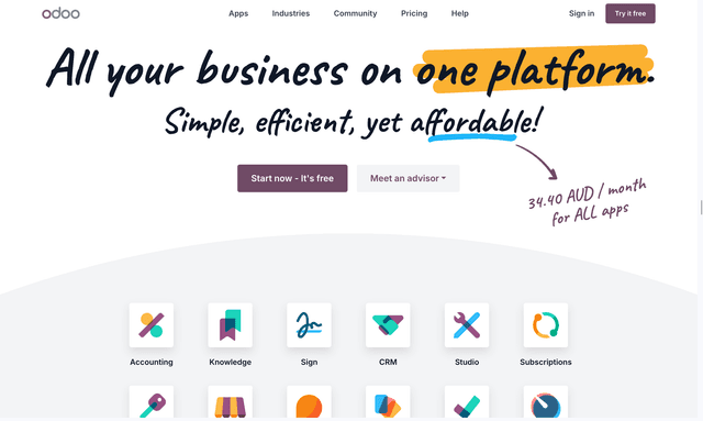 Odoo is an all-in-one business management platform