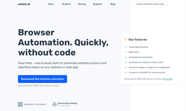 Axiom browser automation quickly without code