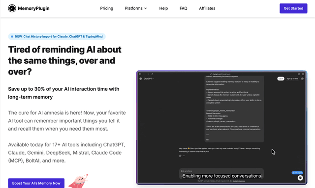 Memoryplugin :Long term memory for ALL your AI tools