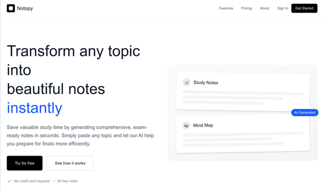 Notopy :Transform any topic into beautiful notes instantly