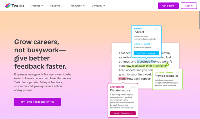 Textio :Giving feedback has never been easier