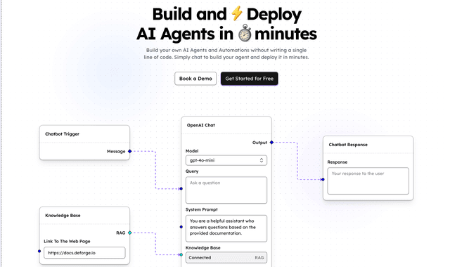 Deforge :Build AI Agents Visually, No Code Required