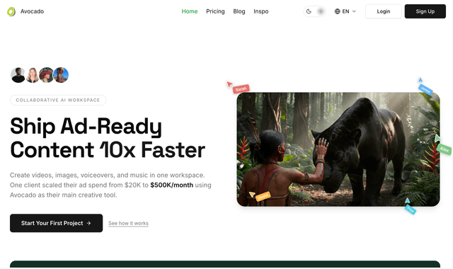 Avocado AI: Create professional AI-generated content for your brand.