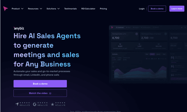 Hire AI Sales Agents to generate meetings and sales for Any Business