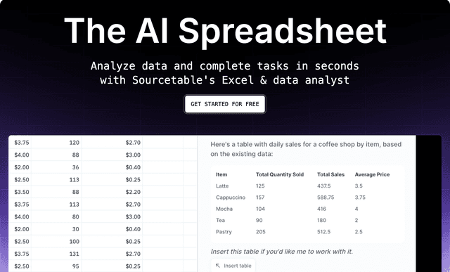 Sourcetable The AI Spreadsheet