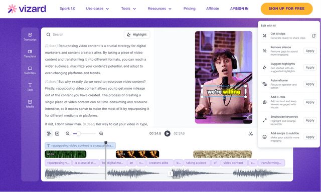 Vizard AI: Turn your long video into viral clips with AI magic