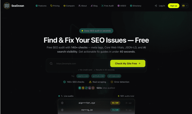 Sea Ocean :Deep SEO Audit — find and fix issues in 30 seconds