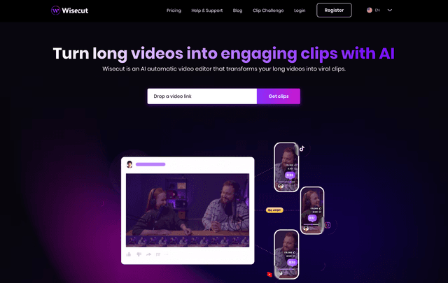 Wisecut: Turn long videos into engaging clips with AI